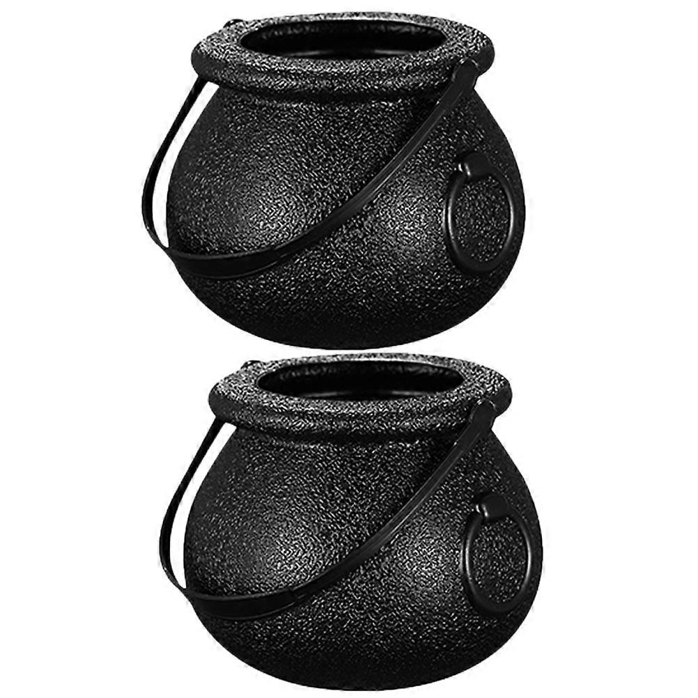 Halloween Candy Holder for Party Use 6Pcs Plastic Cauldron Buckets Black