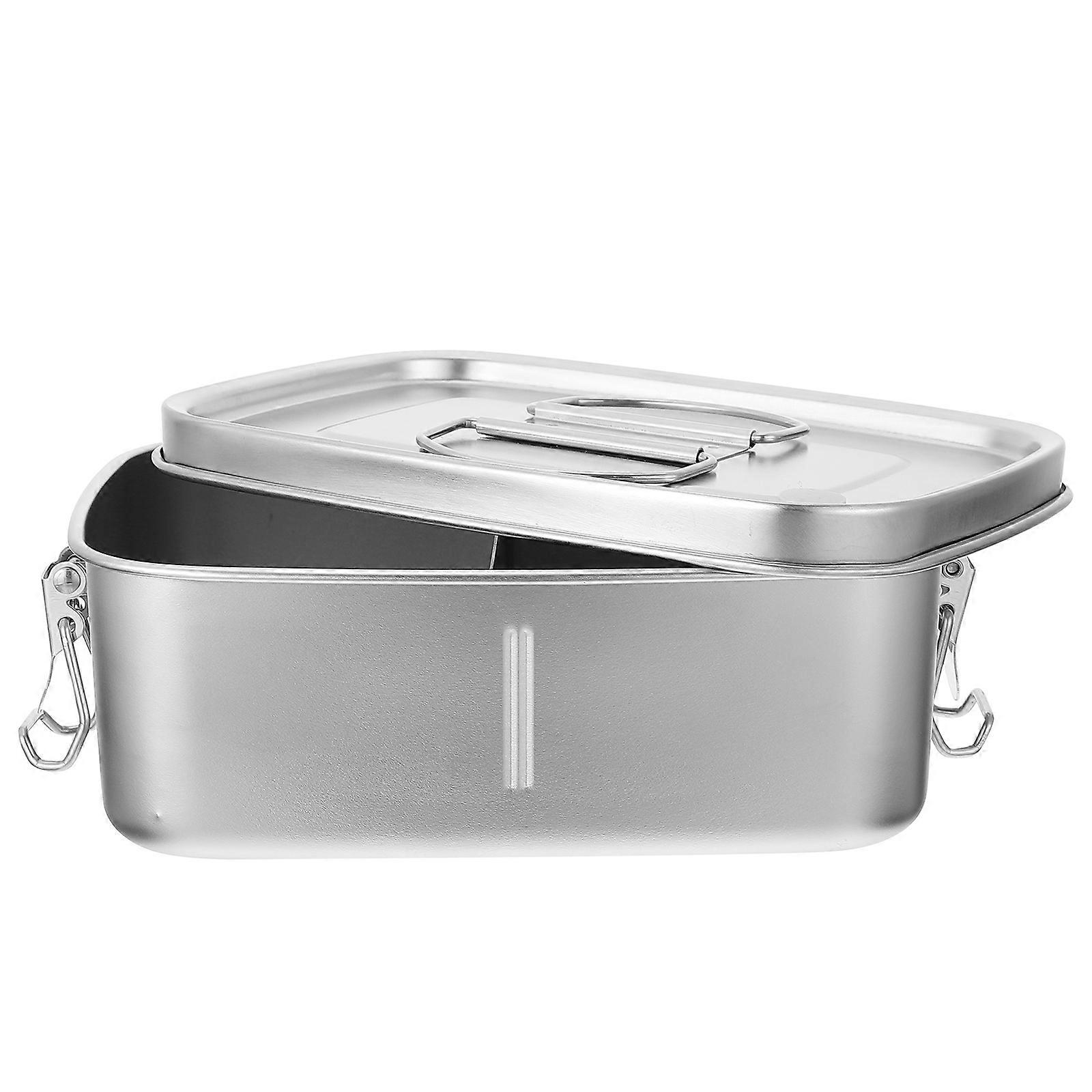 Stainless Steel for Home Use Silver Multi-Grid Lunch Box