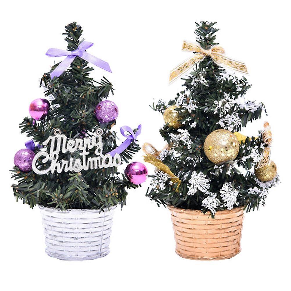 Christmas LED Tree Model Artificial Xmas Tree Decor for 4Pcs Gift