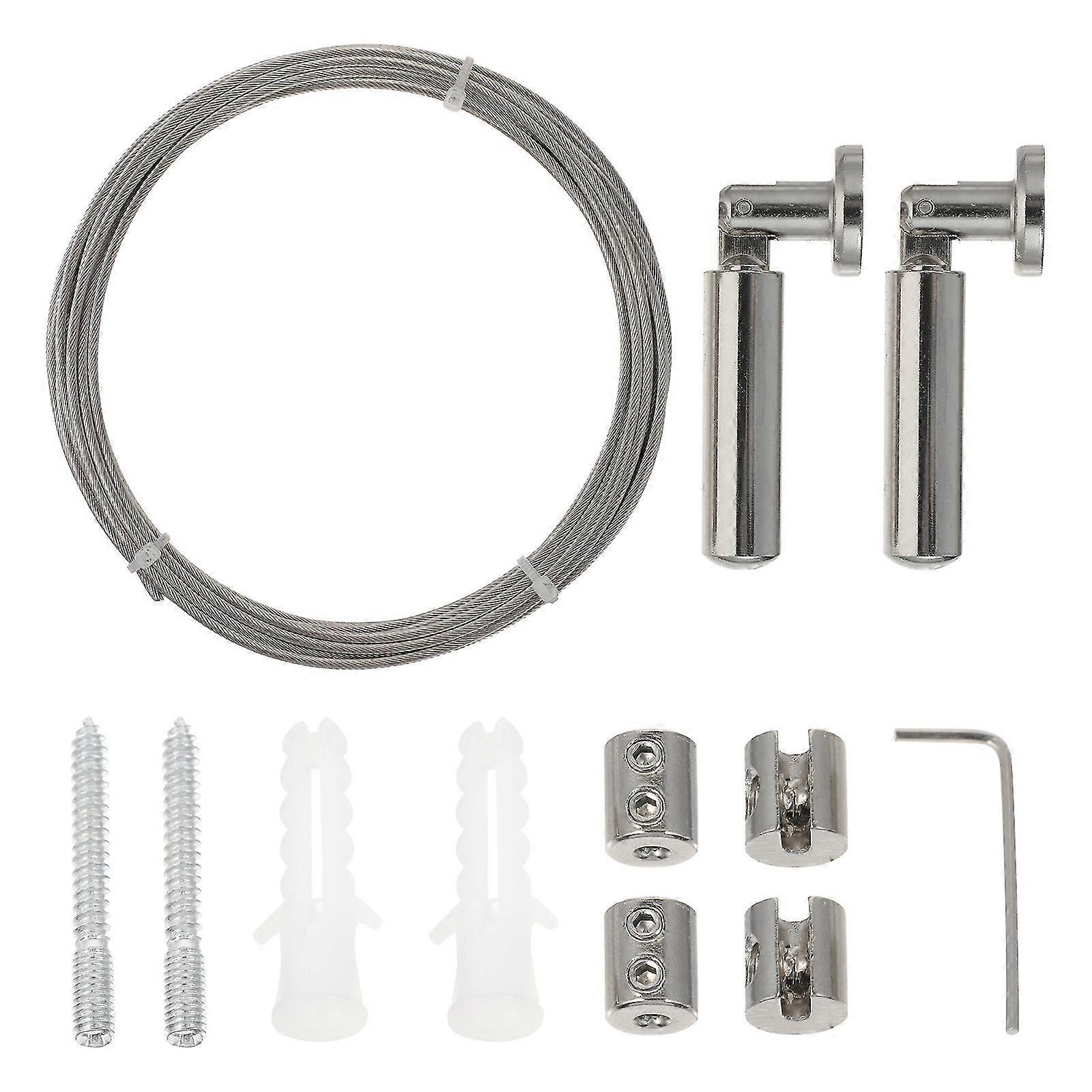 1 Set 5m Stainless Steel Clothes Hanging String Curtain Drape Wire Rod Set