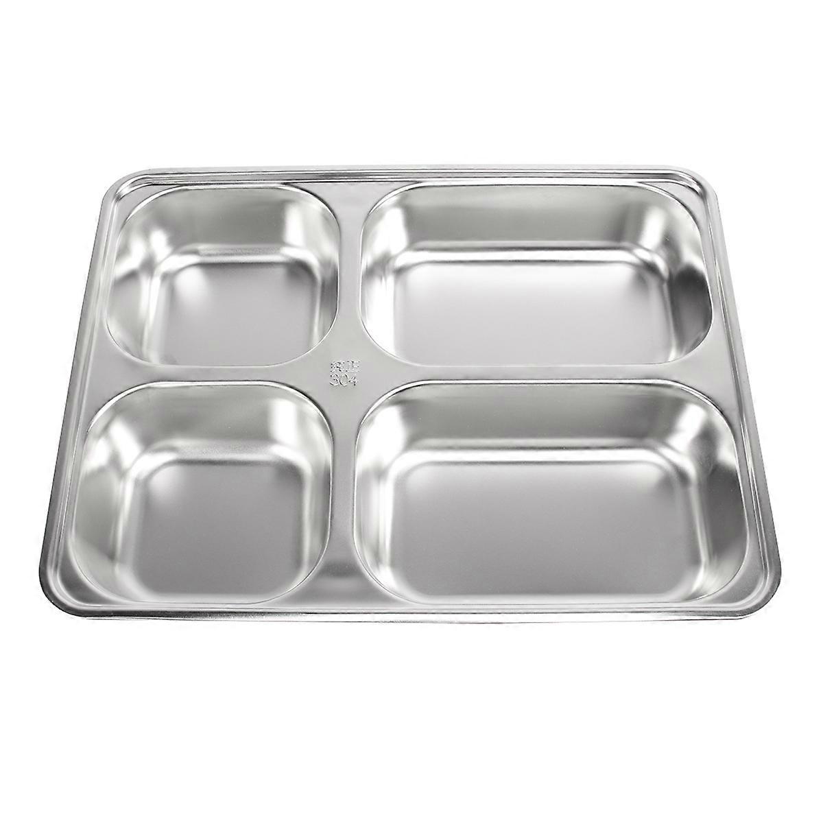 Separate Plates for Serving Dinner 2Pcs Stainless Steel Four Section Dinner Tray