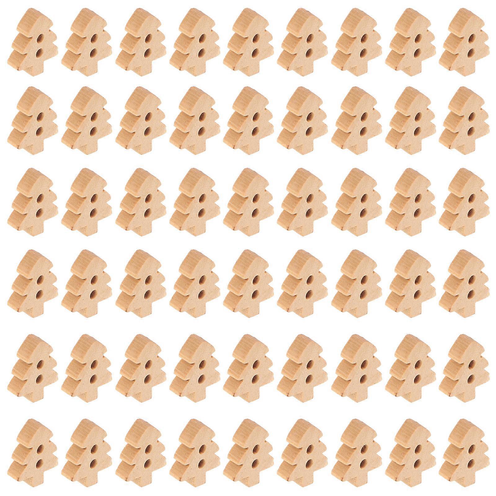 DIY Design Wooden Buttons 200 Pcs Cartoon Xmas Tree Shape for Craft Projects and Christmas Decorations