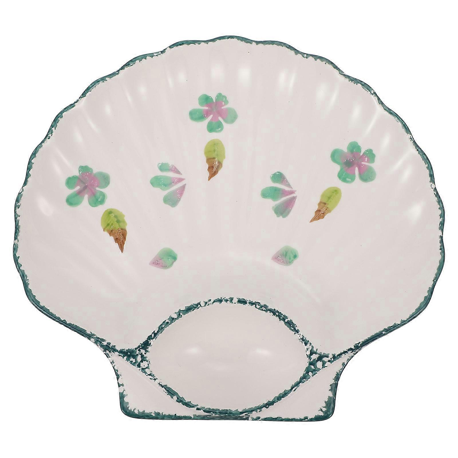 Ceramic Shell Divider Plate Dumpling Plate for 1Pcs Food Use