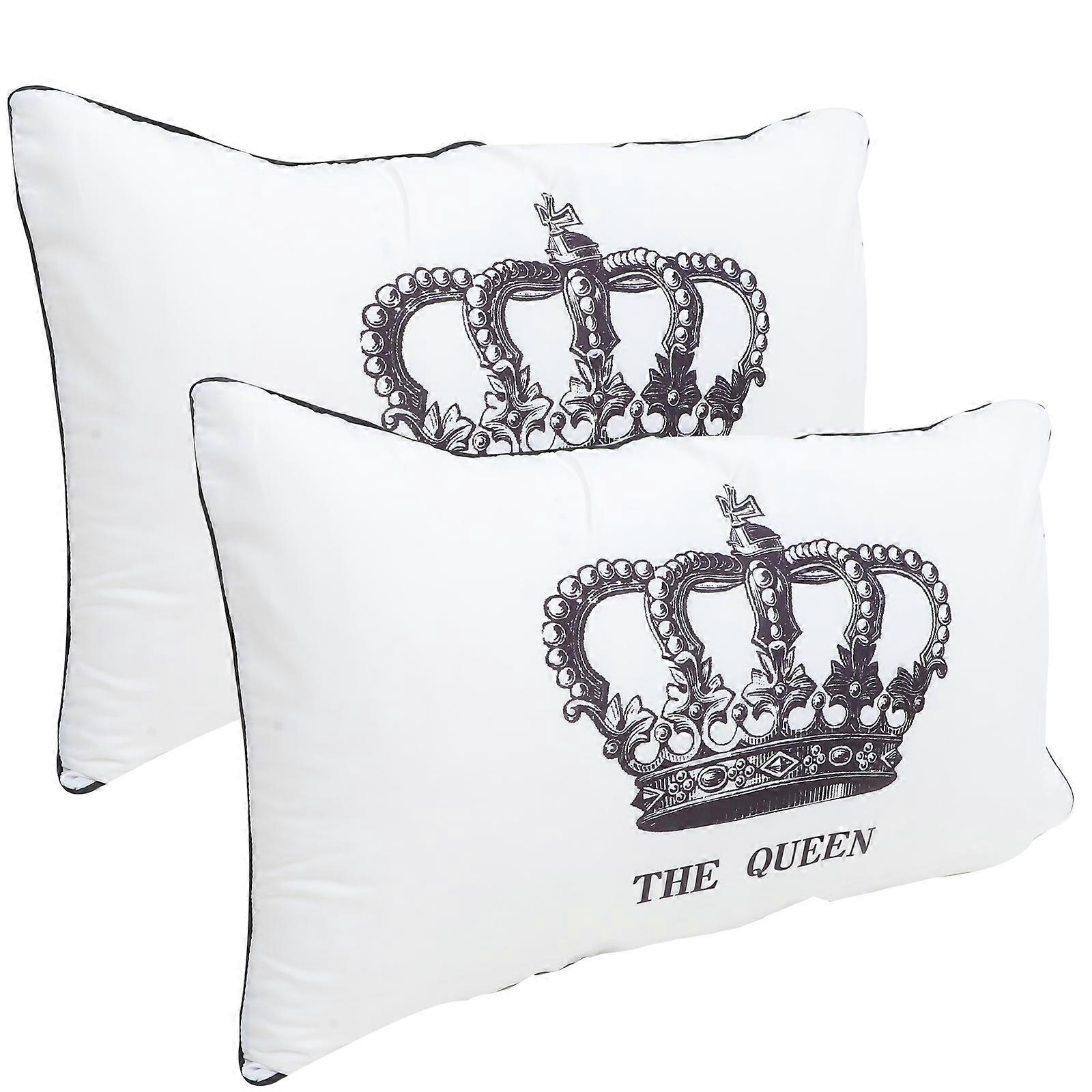 Crown Pillowcases Matching Couple 2Pcs White Set