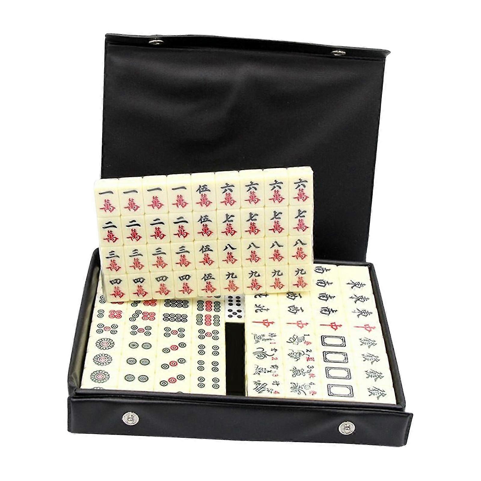 Mini Chinese Mahjong Game Set with Dices Board Game Classic Tiles Games No Ruler