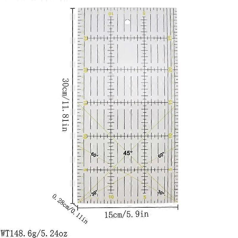 Acrylic patchwork ruler cutting ruler two-color large rectangular square ruler thickness 3mm patchwork tool DIY tool FFDGC15*30CM acrylic patchwork