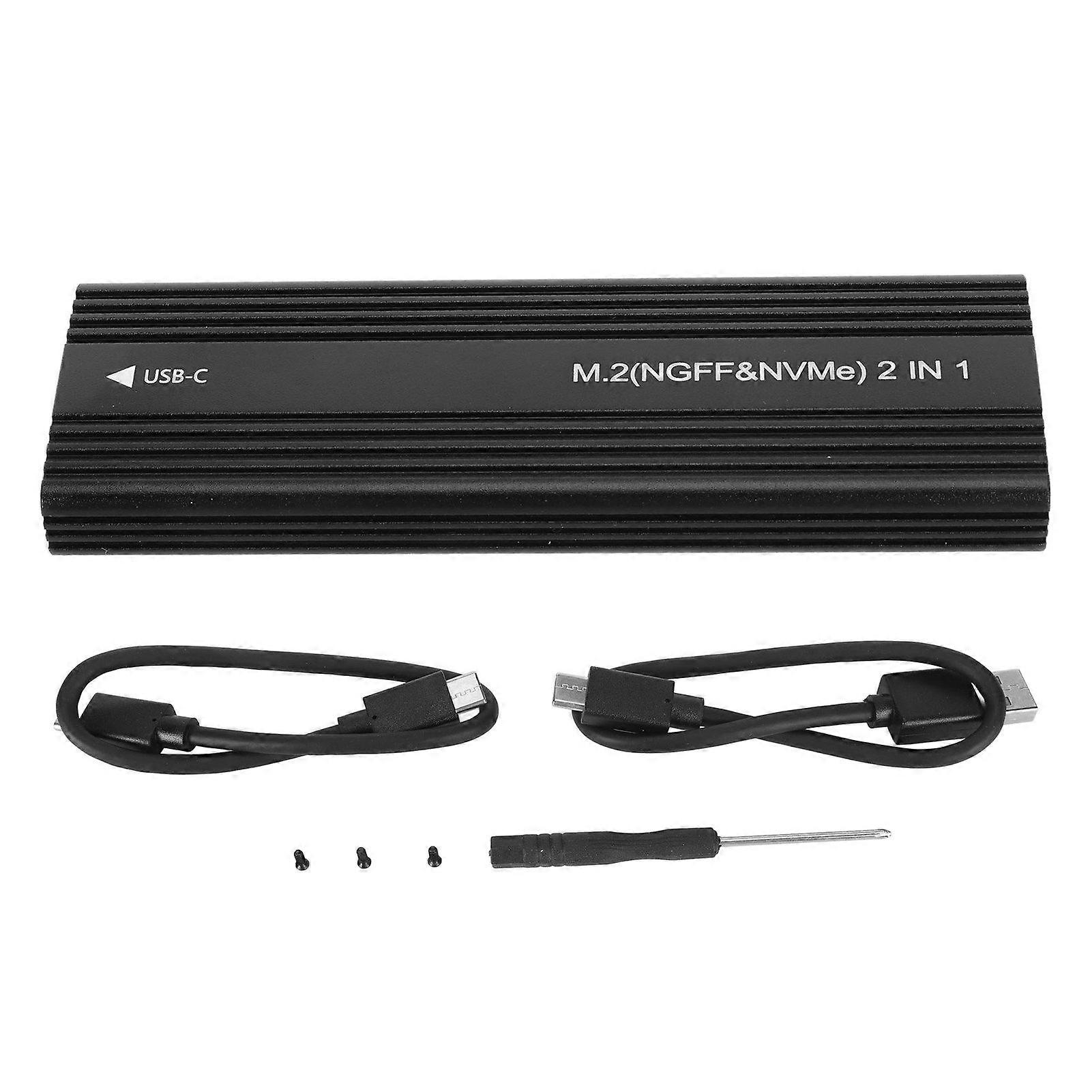 NVMe SATA SSD Enclosure Dual Protocol 10Gbps Aluminium Alloy Type C SSD Enclosure for M.2 NGFF 2230 2242 2260 2280  (Not Inclube Hard Disk)