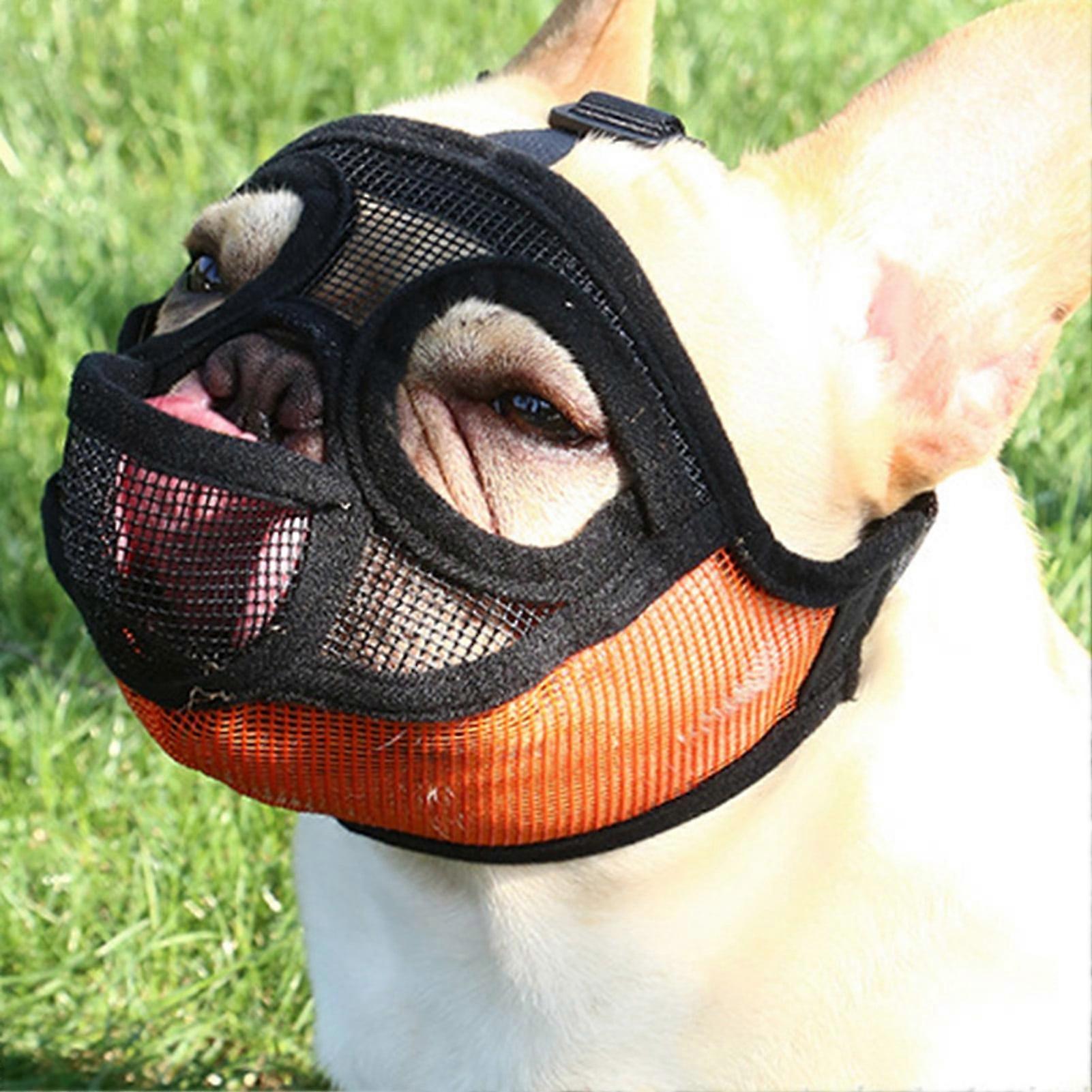 Travelwant Short Snout Dog Muzzles- Adjustable Breathable Mesh Bulldog Muzzle for Biting Chewing Barking Training