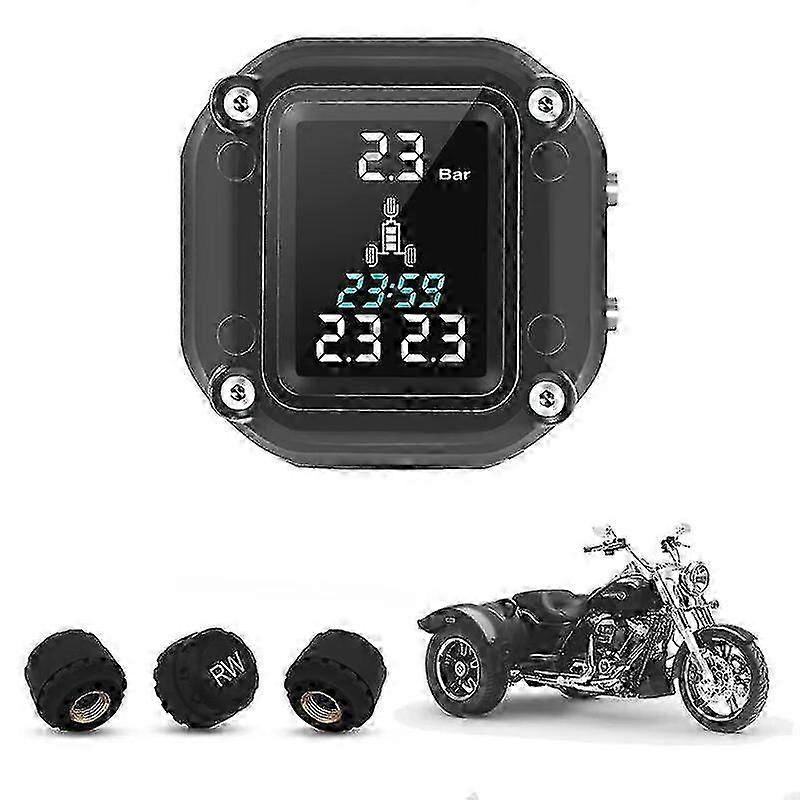 Trikes Motorcycle Tpms Motor Tire Pressure Tyre Temperature Monitoring Alarm System With 3 External Sensors For 3 Wheelers