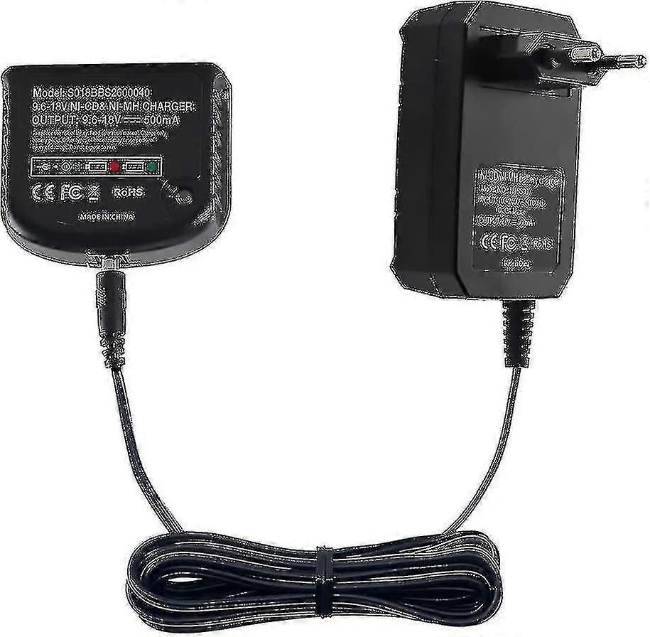 Chargeur de remplacement compatible avec la batterie Black & Decker 9,6 V/12 V/14,4 V/18 V NiCad/NiMH, prise UE