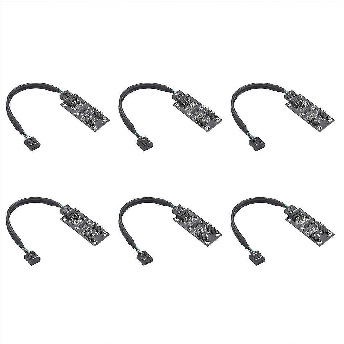 6X USB Hub USB Splitter USB2.0 9Pin to Dual 9Pin Hub Adapter Riser Motherboard USB 9Pin Connector 1