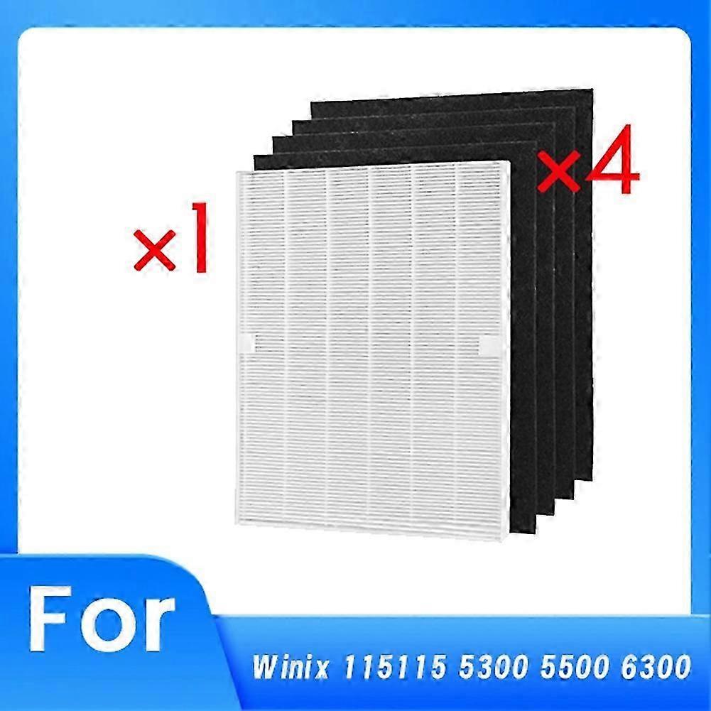 1 HEPA Filter and 4 Activated Carbon Pre-Filters for Winix 115115 5300 5500 6300 Air Purifier Enhanc