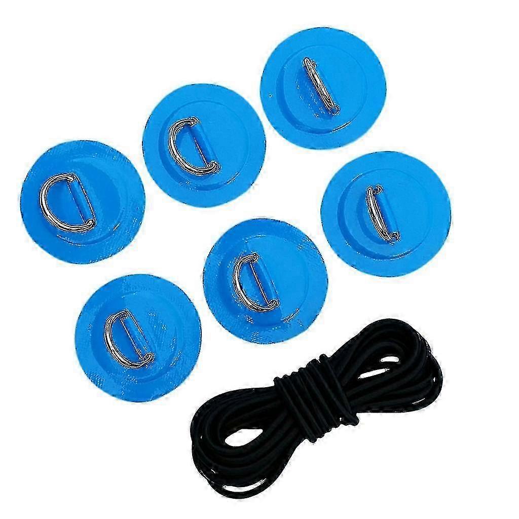 6pcs D-ring Pad Patch Elastic Bungee Rope For Kayak Canoe Inflatable Surfboard Marine Boat Surfboard Paddleboard - Gray 25-26