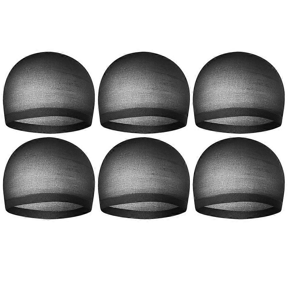 6 Pcs Stretchy Wig Caps Ultra-Thin Wig Net Headband Net Wig Cap for Women Mesh Lining Closed Hair Net,Black