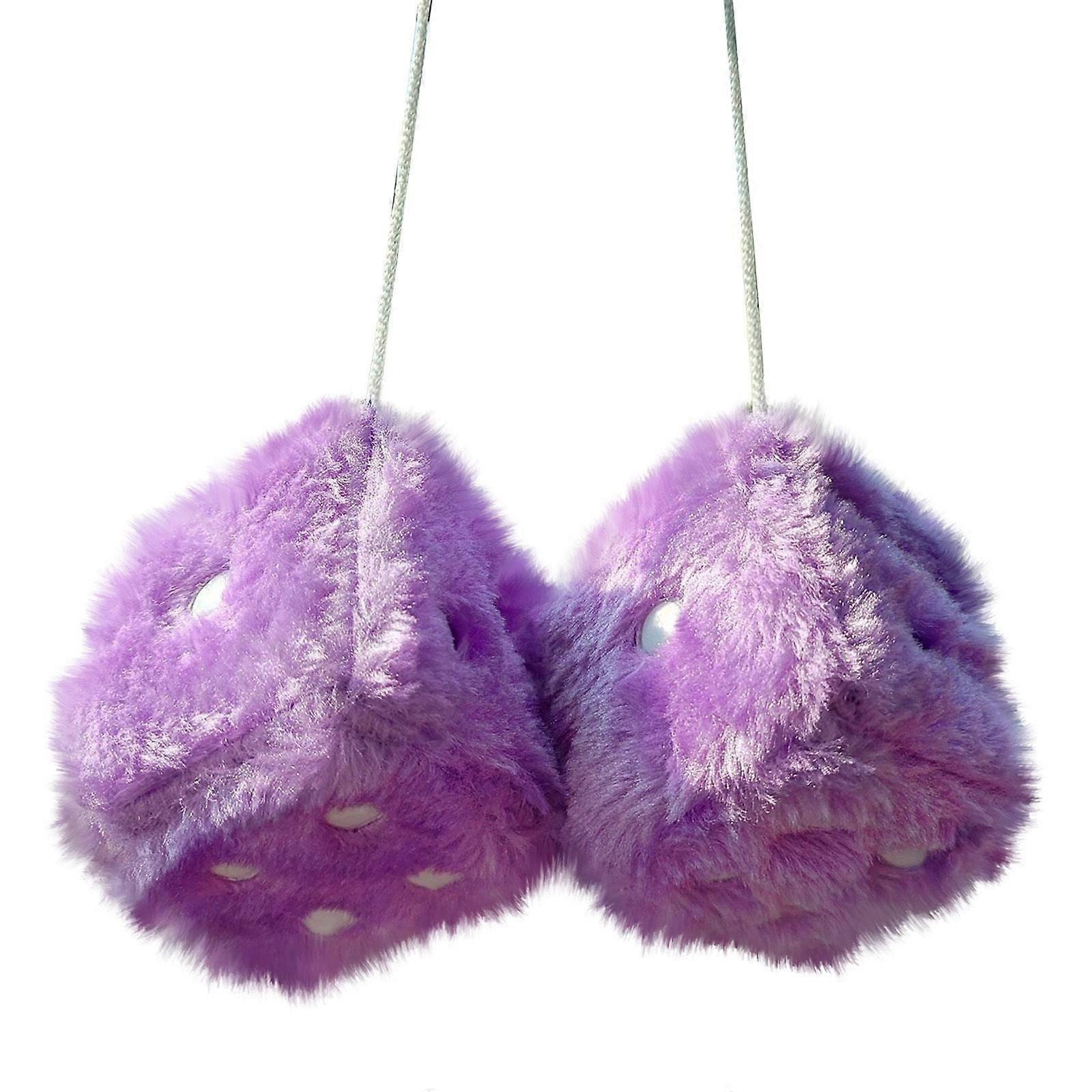 Tkrady Pair of Dice Ornaments, Retro Square Mirrors Hanging Plush Dice With Polka Dots Car Interior Ornament