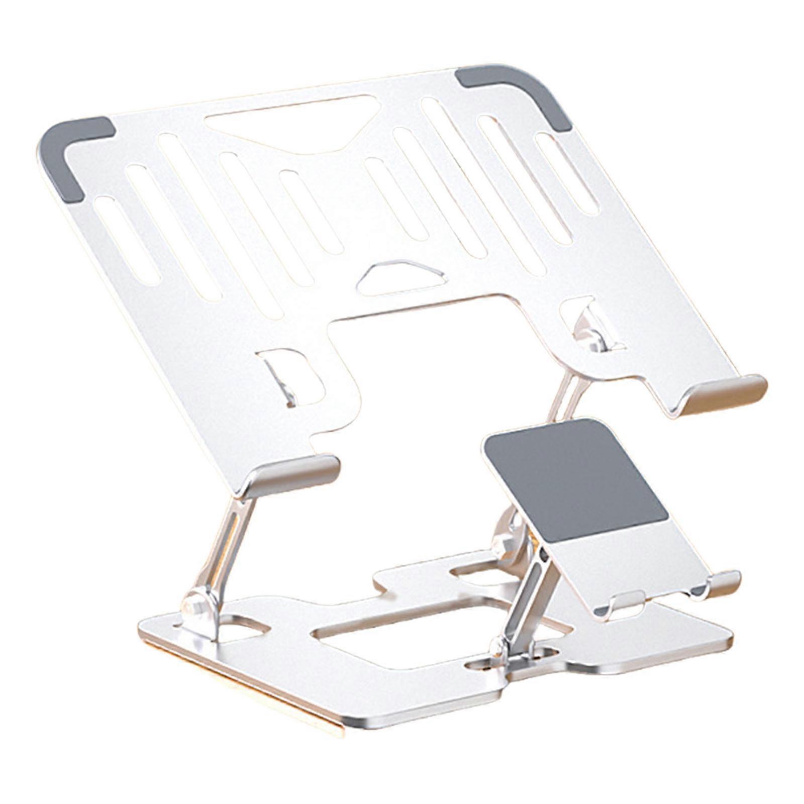 Double Use Portable Aluminum Laptops Risers Stand With Ventilated Base And AntiSlip Pad Fit For 10-17.3Inch Computers  Silver