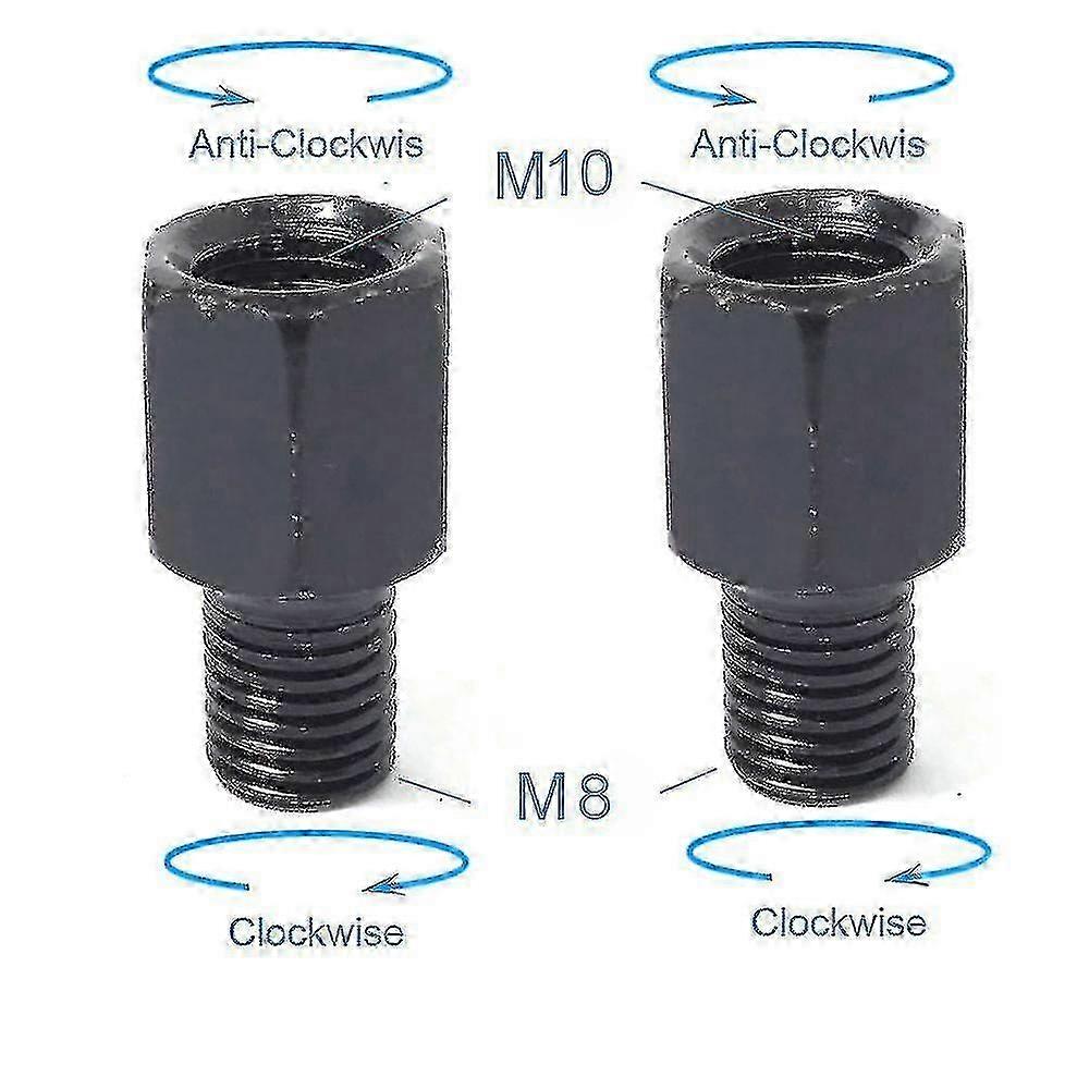M10 M8 Motorcycle Mirror Adapters Black - Rearview Mirrors Right Left Thread
