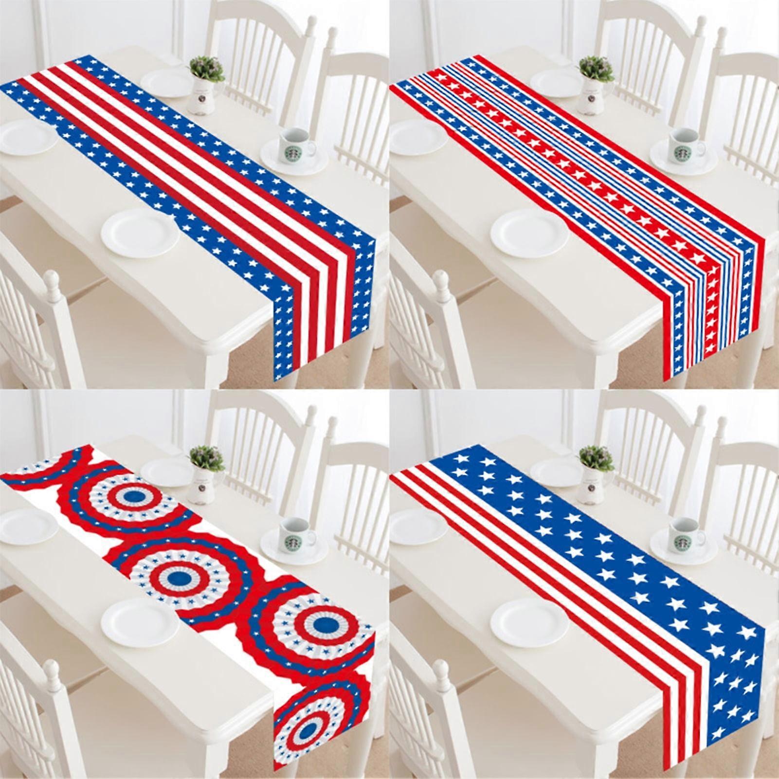 Polyester American Flag Pattern Table Runner - 180x33cm Independence Day Table Linen Decoration for Home Decor