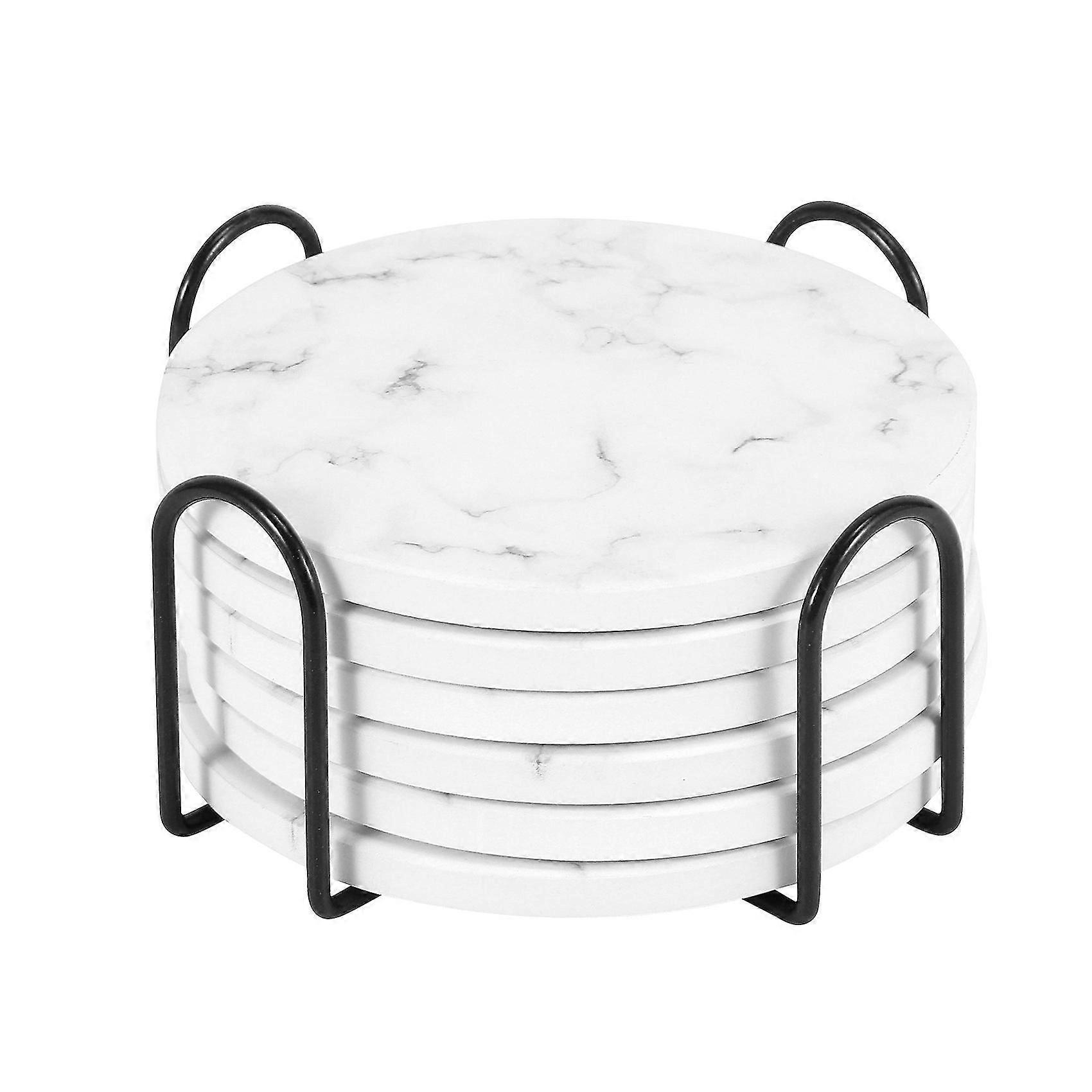 Absorbent Coasters For Drinks Coasters Set With Holder, Set Of 6, For Kinds Of Mugs Marble Style Co