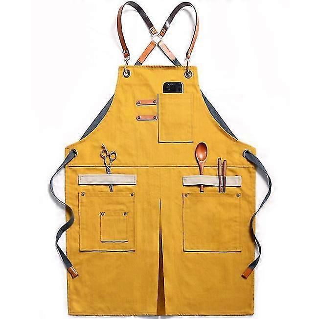 Denim Apron With  Pockets Unisex Jean Apron Adjustable Apron For  Kitchen, @BUGU