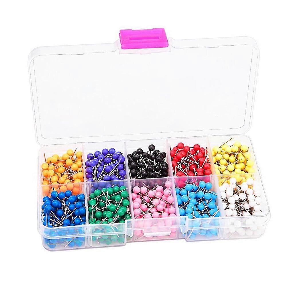 500pcs Colored Thumbtack Plastic Colorful Drawing Pin Push Pin Set for Maps Calendar 10 Different Colors