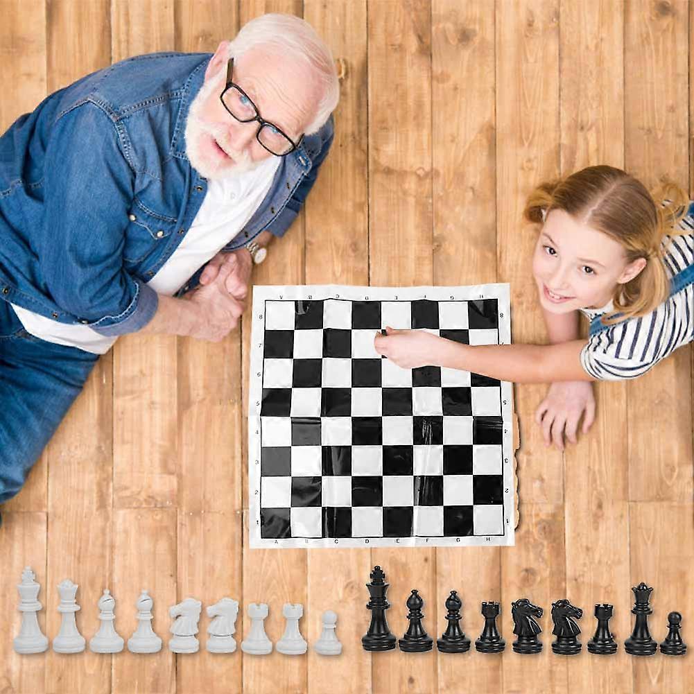 Portable Plastic International Chess Board Set Chessboard for Party Activities(white)