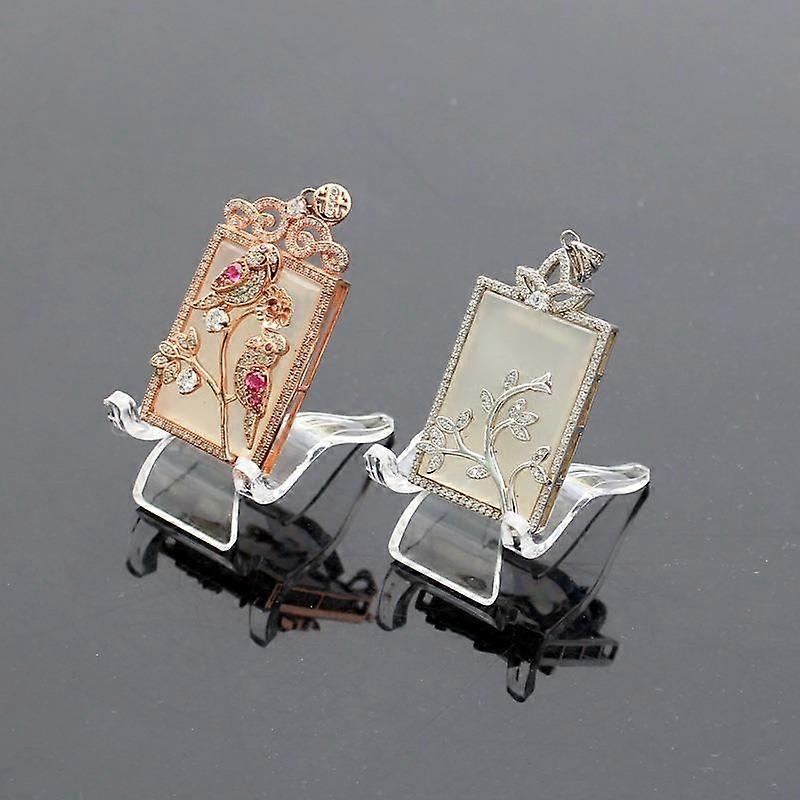 2pcs Display Holder, Clear Display Easel Stands, Pedestal Small Collectibles Display Stands for Displaying Crystal Geodes Rock Mineral Agate