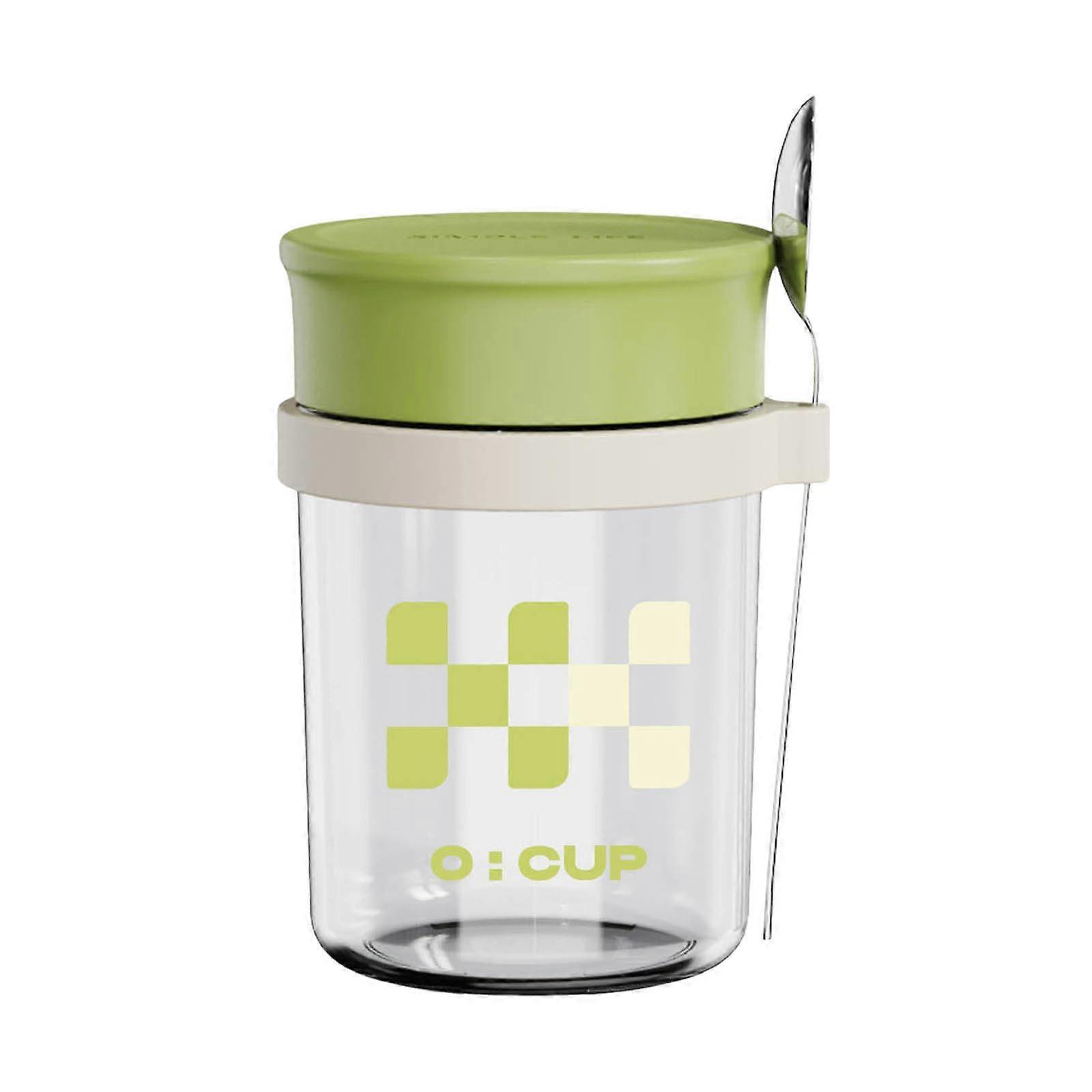 Cup with Lid and Spoon 350ml PP Plastic Food Storage Container for Meal Prep Durable Reusable Kitchen Use VGy792 B One Size