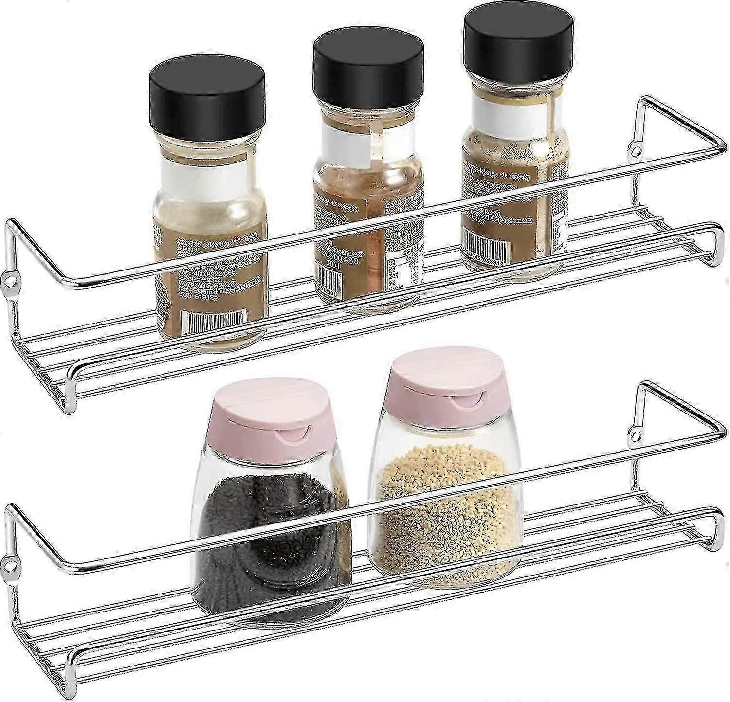 Spice Rack Organizer, 2-Tier Spice Rack For Wall Mounting, For Kitchen Cupboard