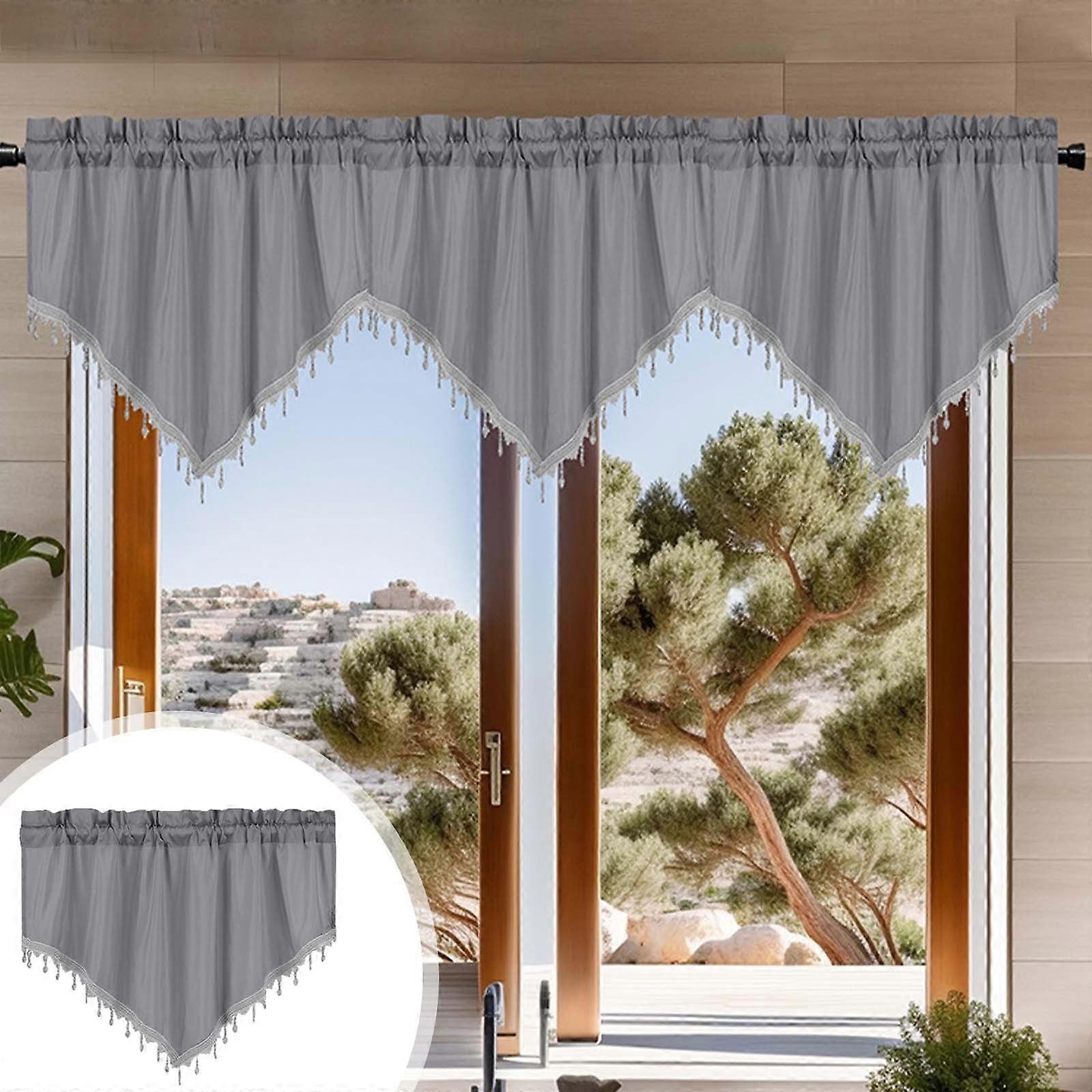 Curtains Short Curtains Solid Color Curtains Triangular Curtains Household Curtains Small Curtains Through Rod Curtains