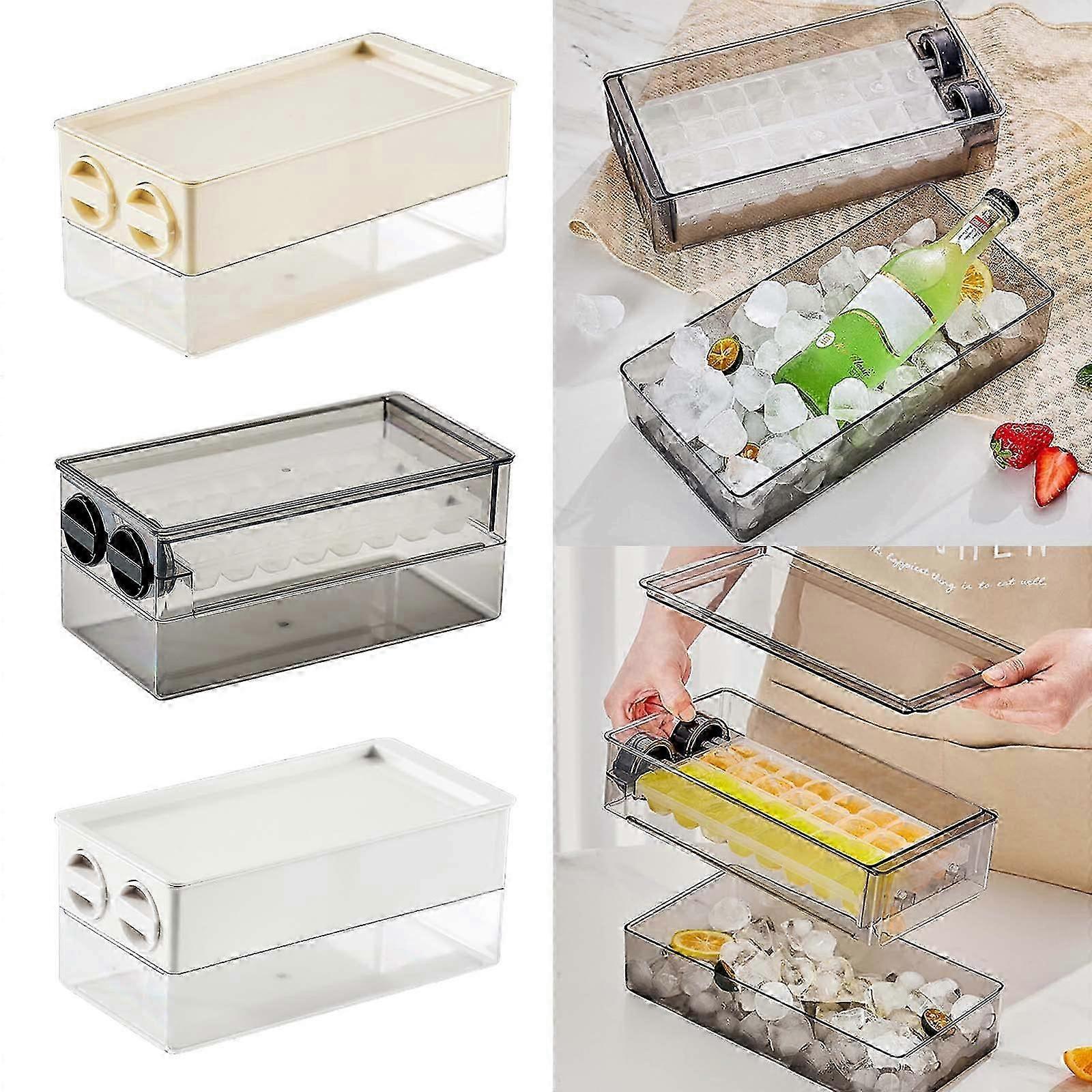 Refrigerator Drawer Ice Storage Container 32 Grid Ice Cube Mould Box Popsicle Molds Maker Tray