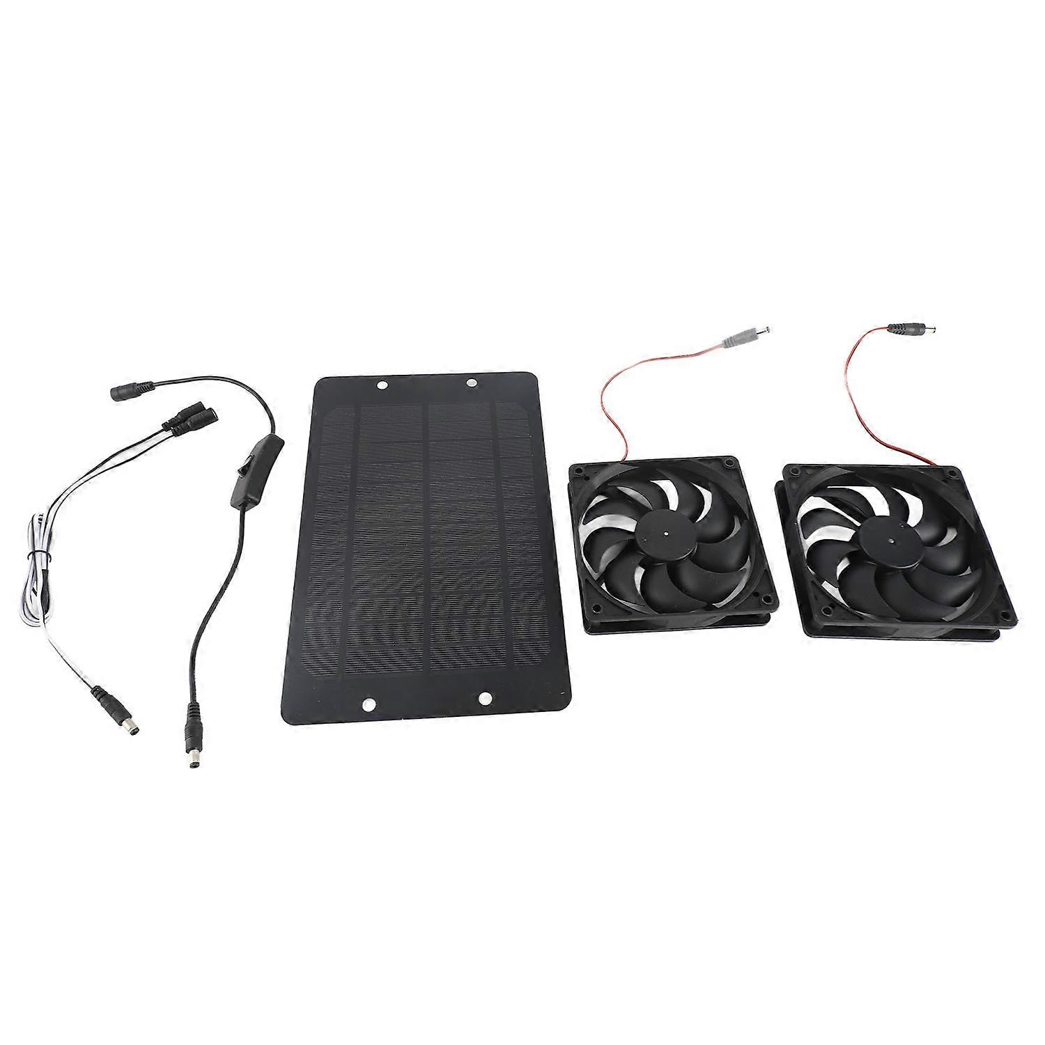 20W Solar Powered Dual Fan 12V Efficient Energy Saving Solar Panel Fan Kit with Switch for RV Greenh