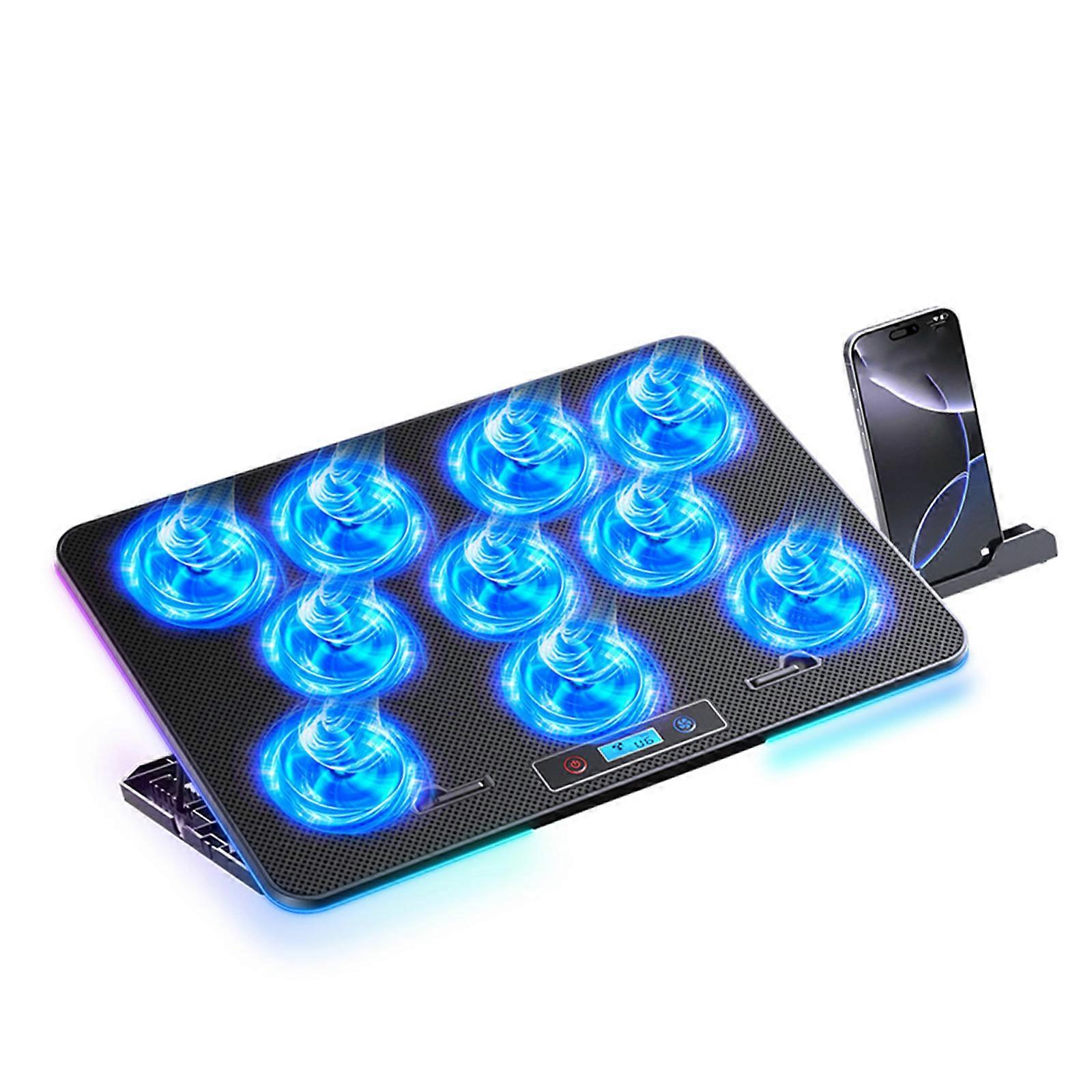 Metal Construction Computer Cooling Fan For Gaming Laptops Featuring Customizable RGBs Lighting And Multiple Level Height Adjustment Multicolor