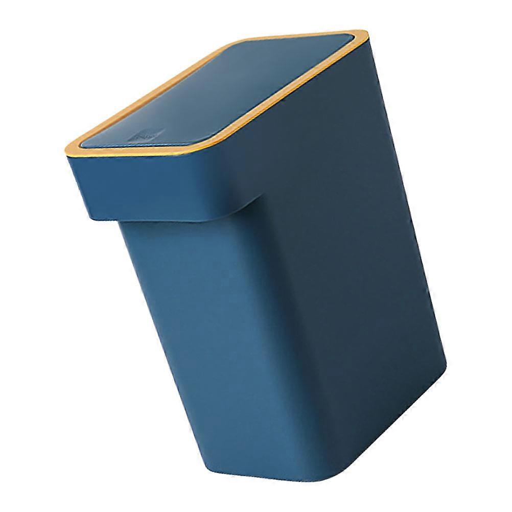 1PC Press Type Trash Can Household Cover Garbage Can with Cover (Blue)
