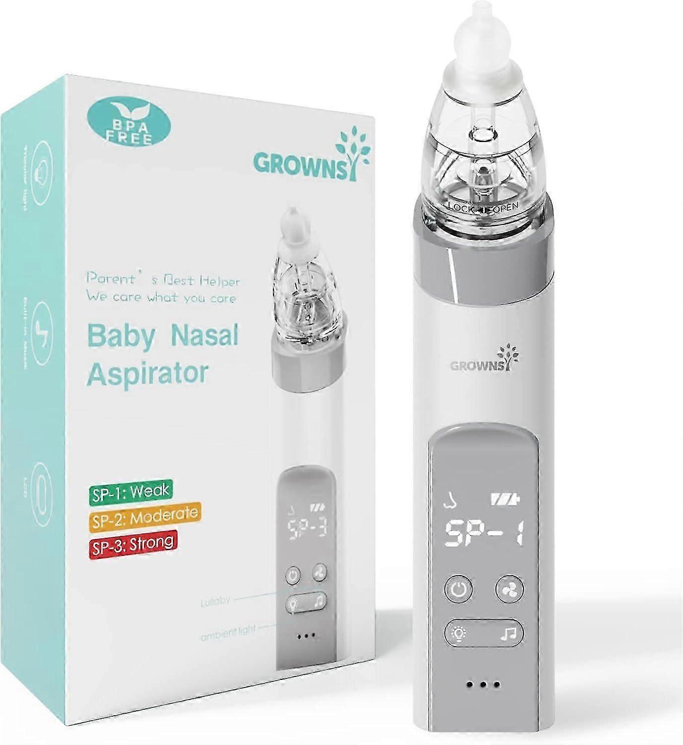 Rechargeable baby nasal aspirator with 3 suction levels