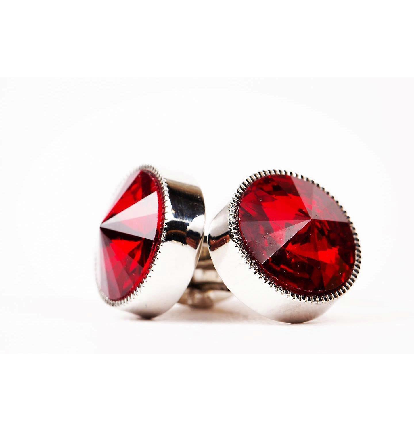 Charles William Silver Red Cufflinks Shard Flash with Cufflink Box