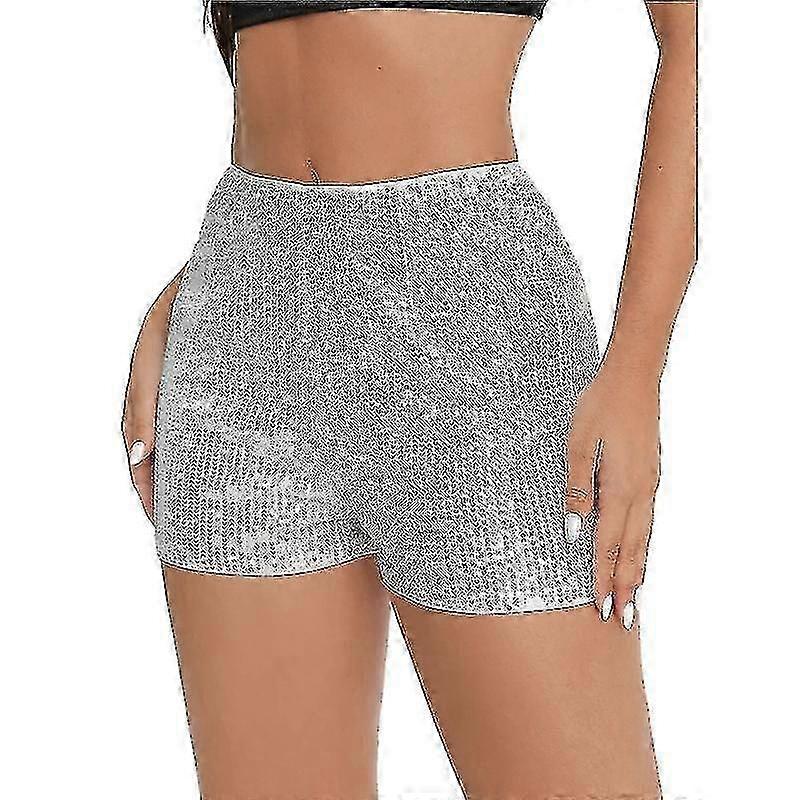 Elastic Sparkly Sequin Shorts for Women