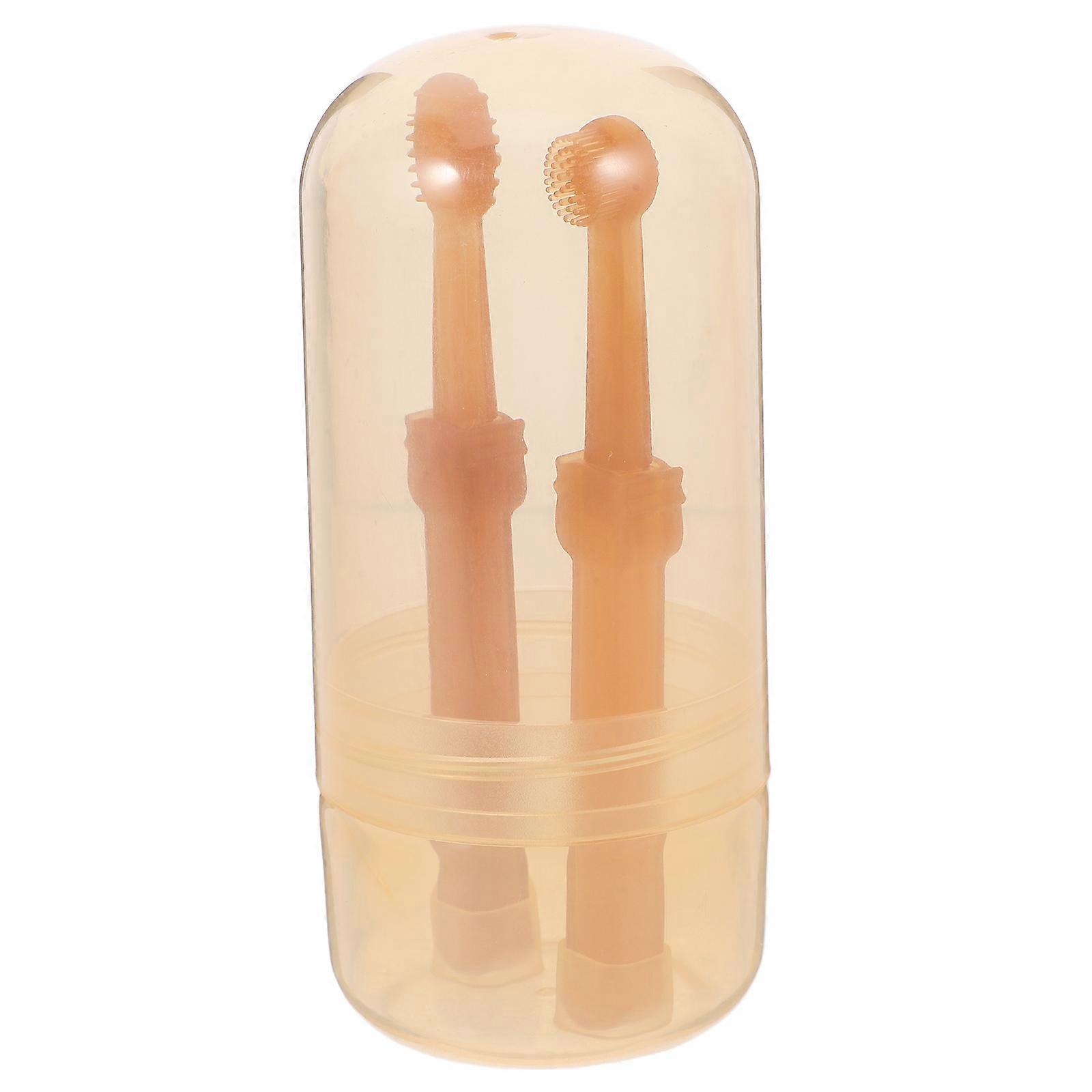 Cat Dog Toothbrush With Bad Breath Removal Function Chocolate Color 11.10X1.20X0.80CM Soft Silicone Material For Households 1Set