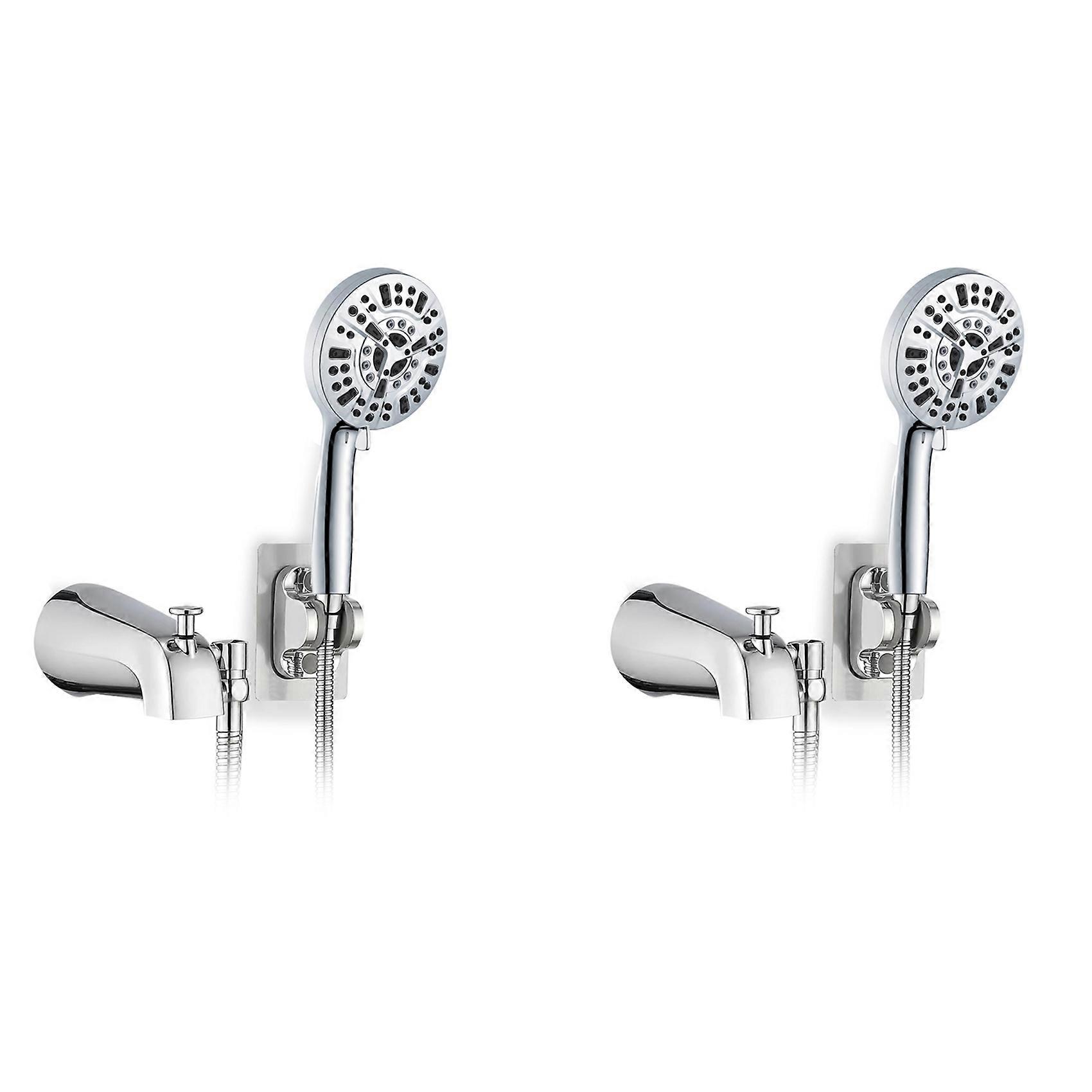 2X All Metal Bathtub Faucet with 9 Sprayer Settings, Chrome Finish, with Built-in Diverter and Universal Fit Adapters