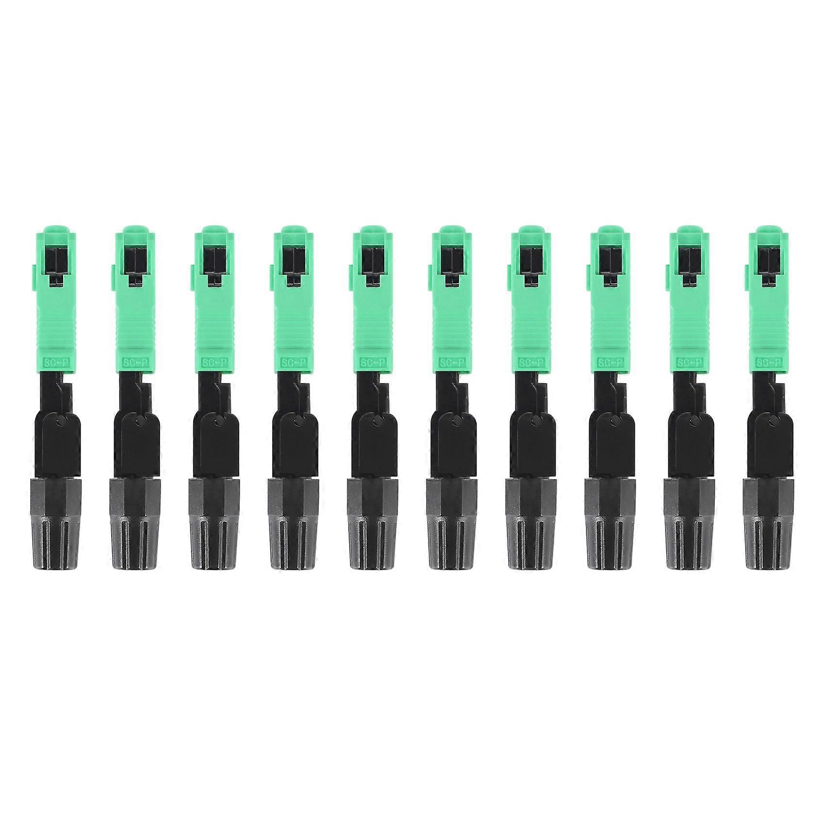 10Pcs Sc/ Component Fiber Optic Quick Connector-Black + Green