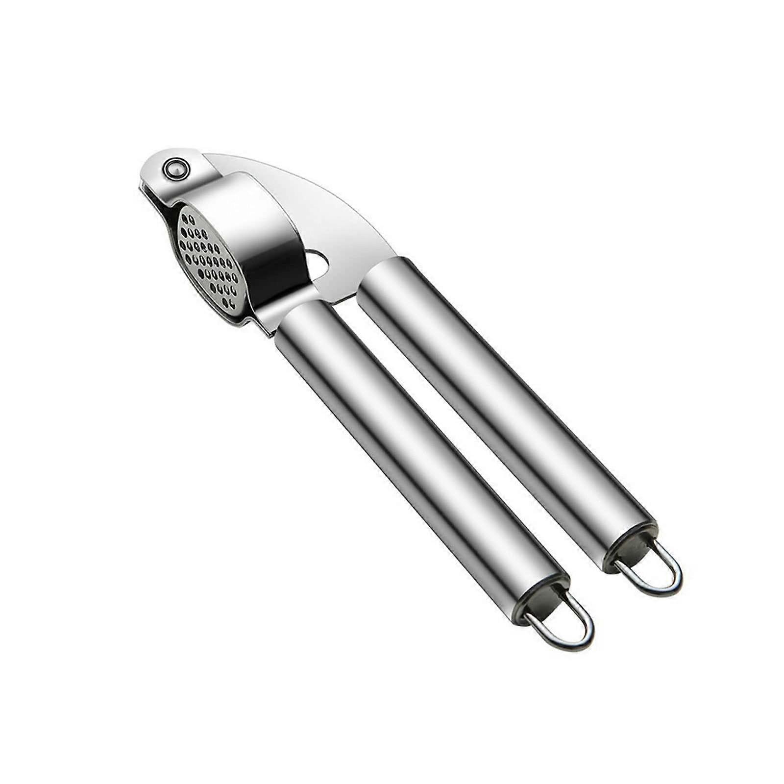 Stainless Steel Garlic Press and Crusher with Ergonomic Handle, Easy Clean Slicer Mincer Chopper (Blue Silver)