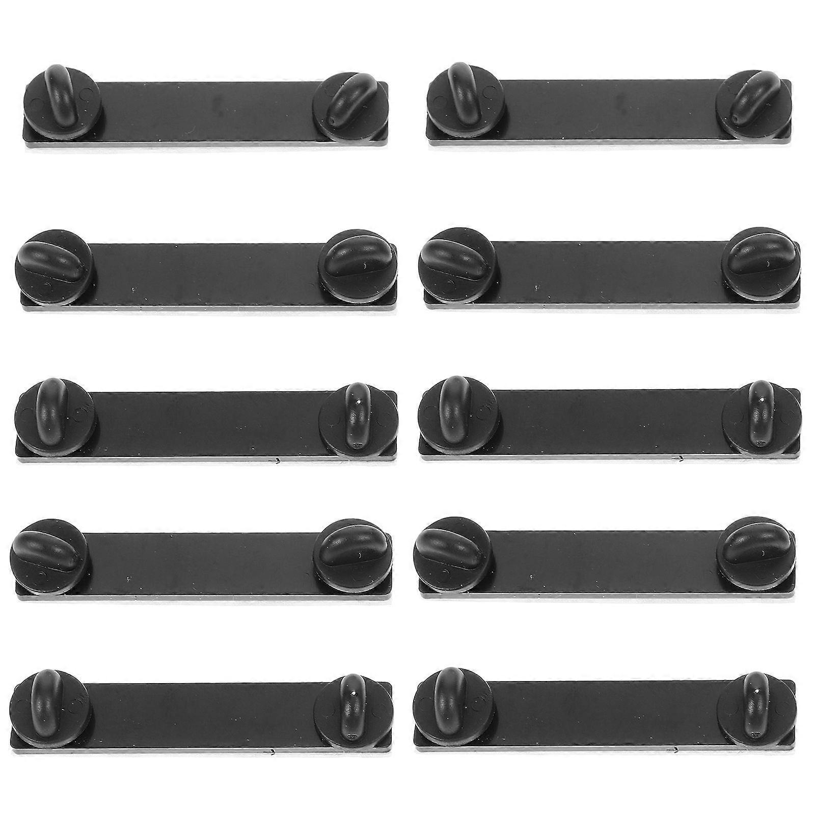 Brooch Back Pin Rectangular Locking Pin Backs for Craft Use 10Pcs Black