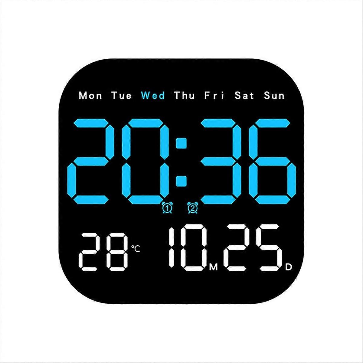 Wall Clocks Temperature Date Week Dispaly Electronic Table Clock,B