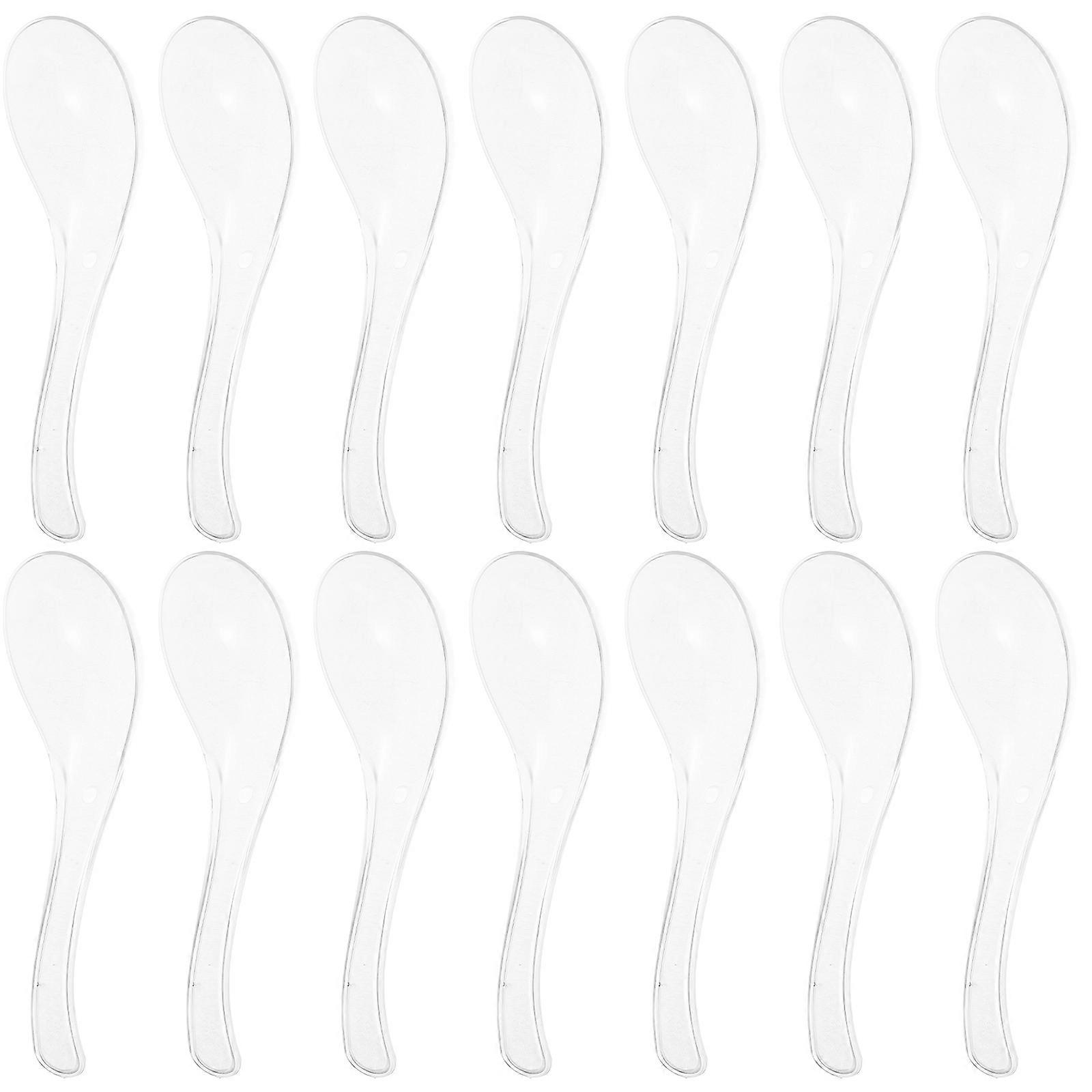 Reusable Plastic Cake Spoons for Dessert 100Pcs Heavy Duty Clear Spoons Set