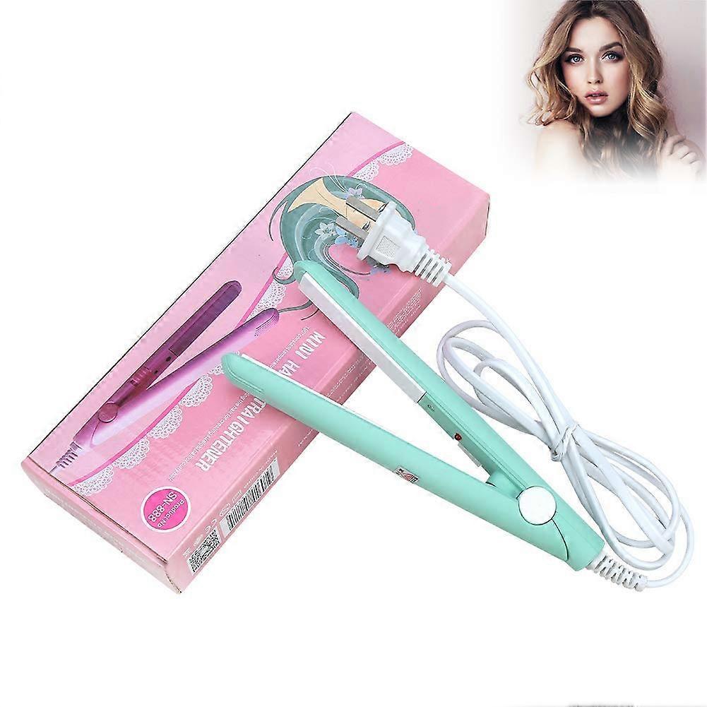 2 in 1 Hair Straightener and Curler Mini Ceramic Tourmaline Flat Iron Ionic Styling Tool Green