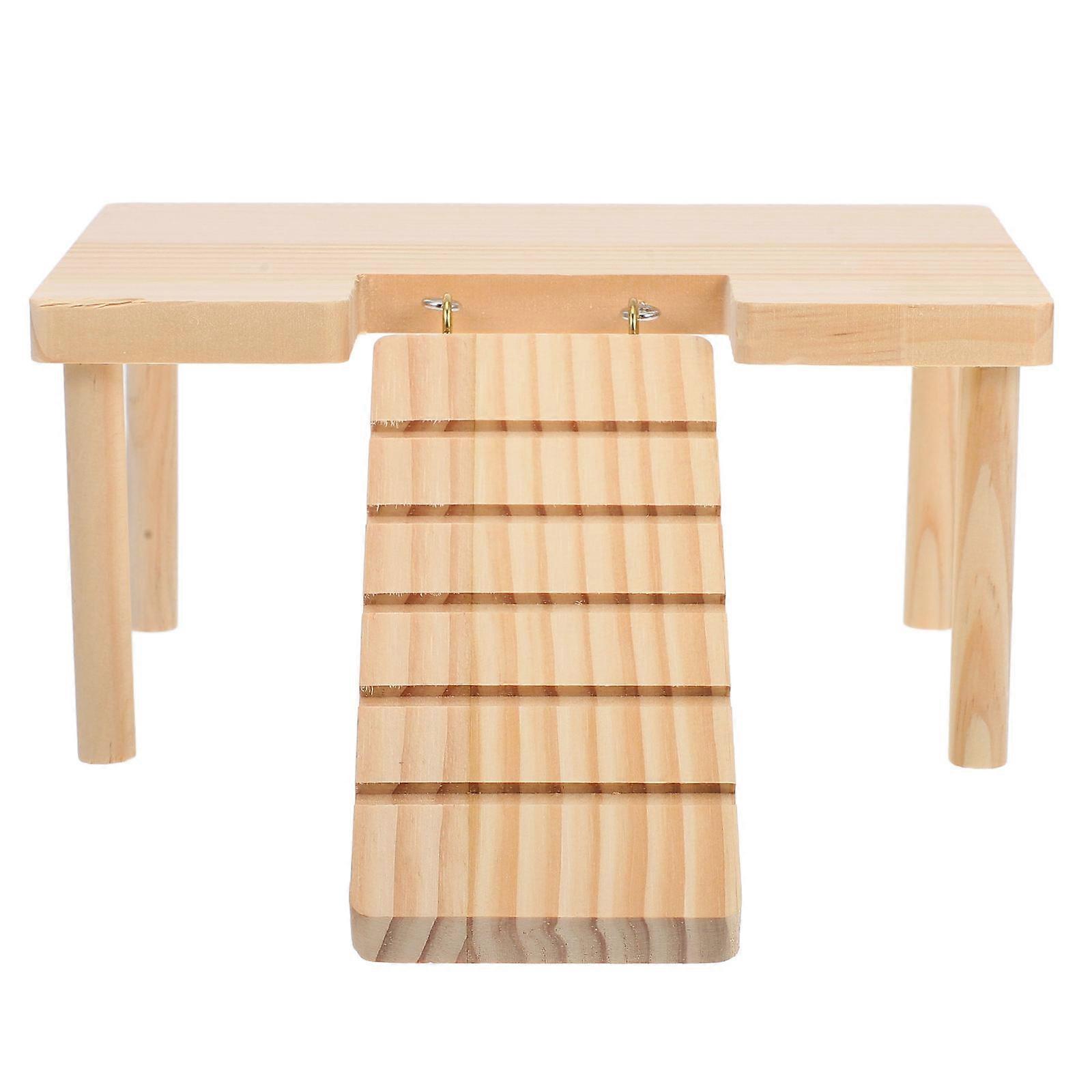 Small Pet Table Hamster Wooden Ladder Platform for Cage Accessories