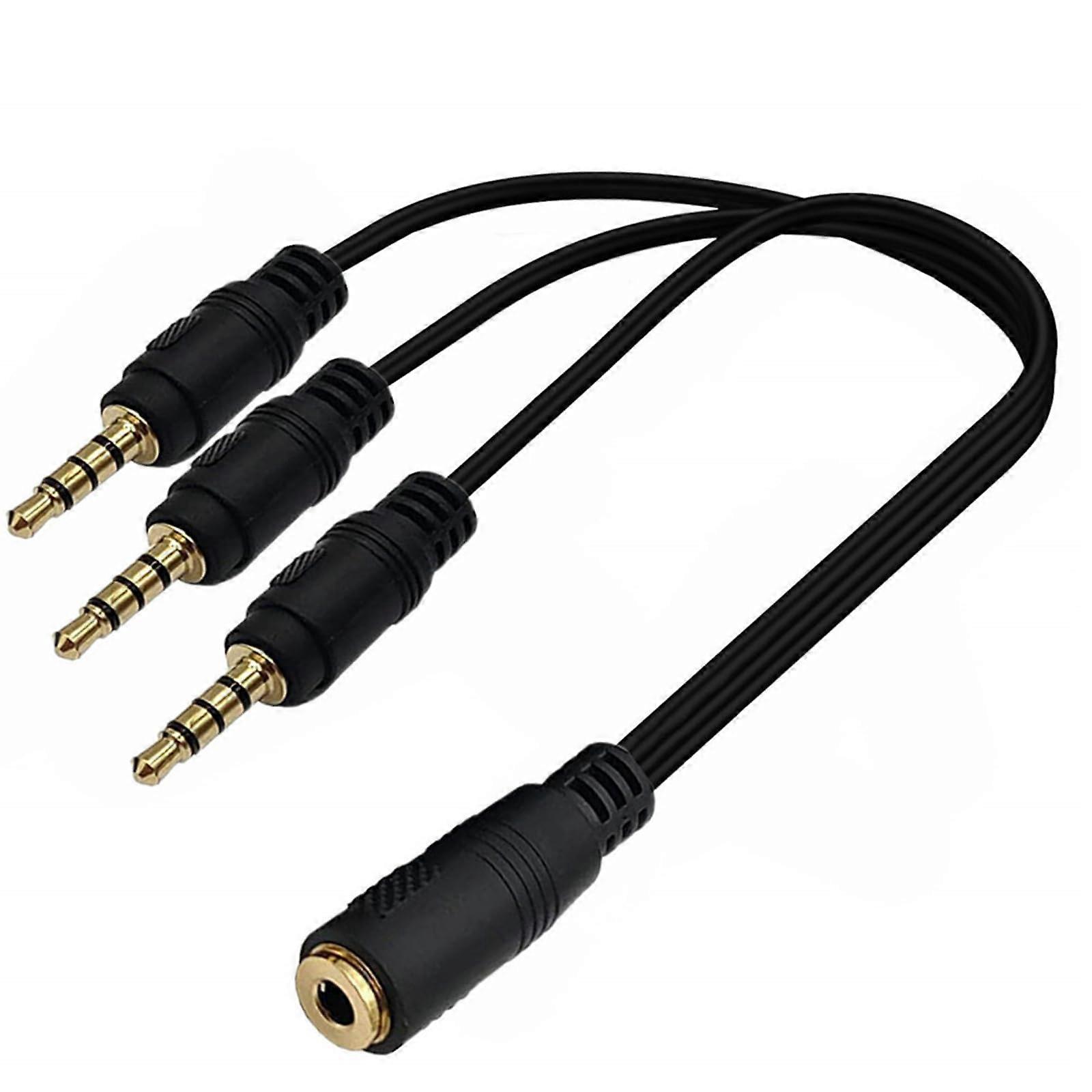 Gold Plated 3.5mm Headphone Splitter Cable Triple Jack for MultiDevice Audio Sync