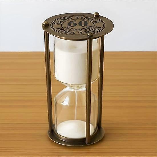 Brass Sand Timer: 60 Minute White Sand Hourglass