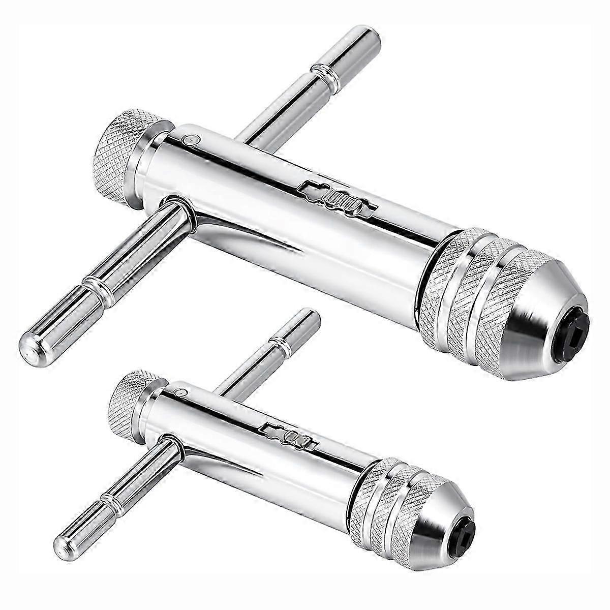 2Pcs Ratchet T Handle Tap Wrench, Adjustable T Bar Handle