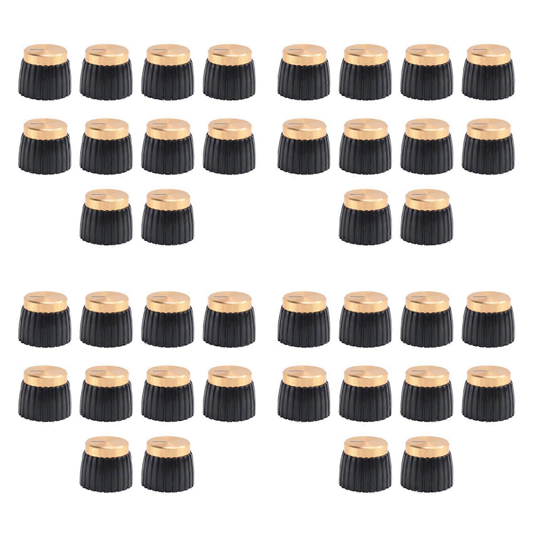 40x Guitar AMP Amplifier Knobs Push-on Black+Gold Cap for Marshall Amplifier